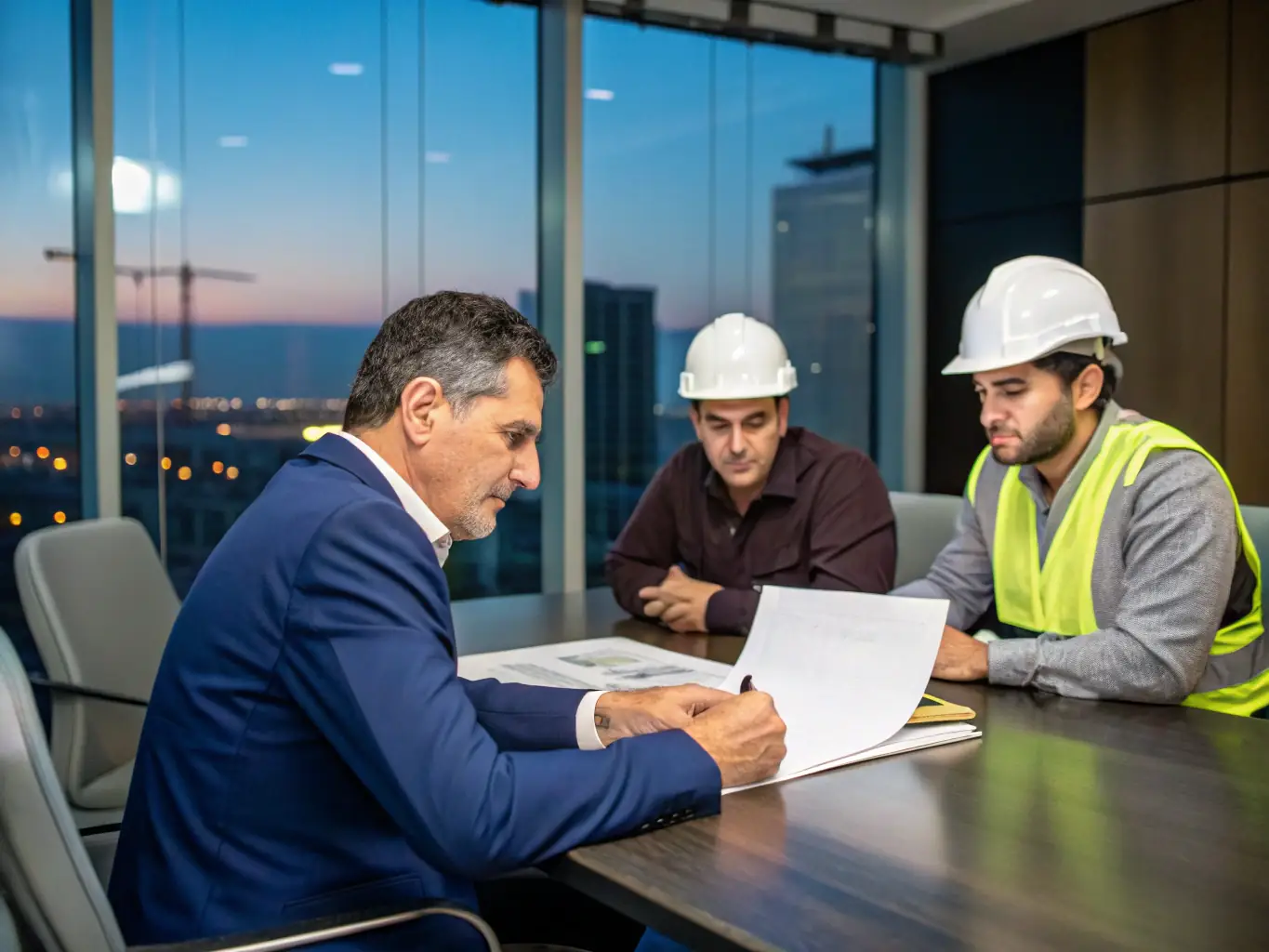 A professional businessman confidently shaking hands with a banker in a modern office setting, symbolizing a successful funding application due to Ironwood Management's readiness support.